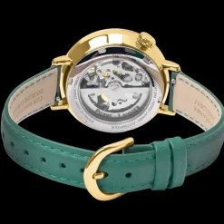 Montre Femme ESPERANCE Doré Cadran Vert Bracelet Cuir Vert 14 MM