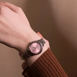 Montre Femme GALIERA Cadran Rose Bracelet Acier  Argenté