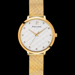 Montre Femme GRACE Cadran Blanc Bracelet Acier milanais Doré