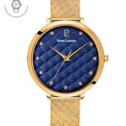 Montre Femme GRACE Cadran Bleu Bracelet Acier milanais Doré