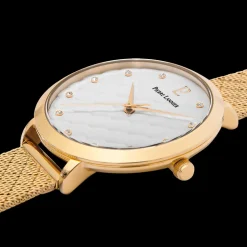 Montre Femme GRACE Cadran Blanc Bracelet Acier milanais Doré