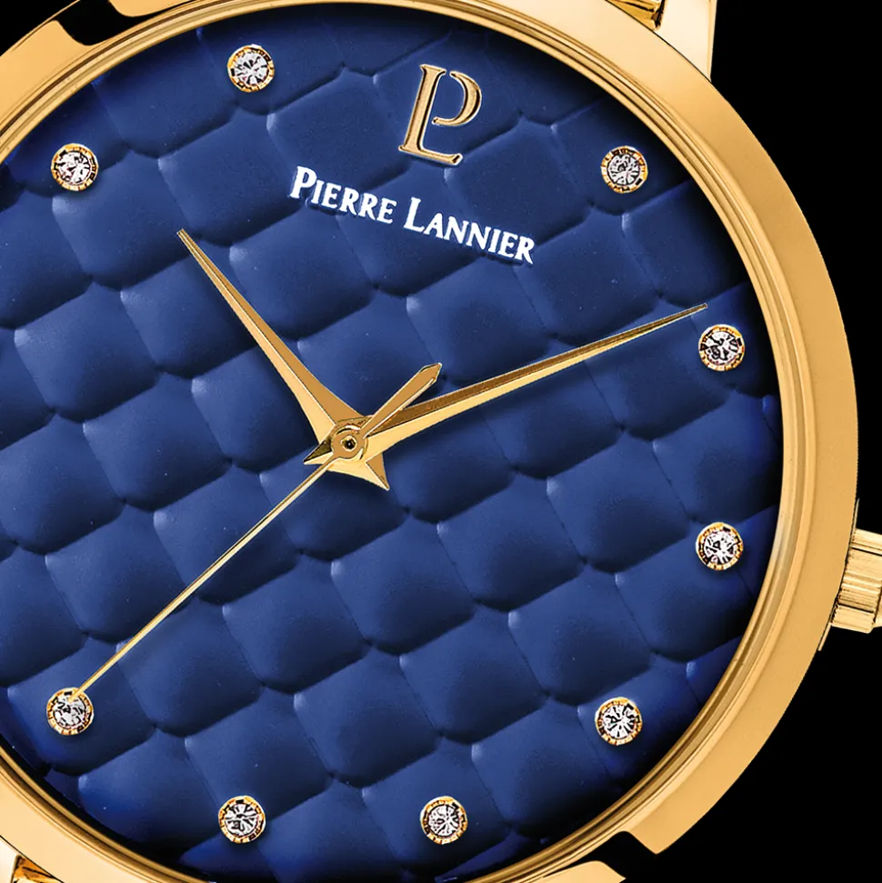 Montre Femme GRACE Cadran Bleu Bracelet Acier milanais Doré