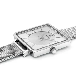 Montre Femme LECARÉ Cadran Argenté Bracelet Acier milanais Argenté