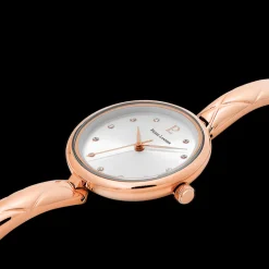 Montre Femme LEIA Cadran Argenté Bracelet Acier Doré-rose