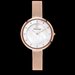 Montre Femme LIBERTY Cadran Blanc Bracelet Acier milanais Doré rose