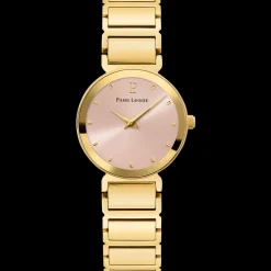 Montre Femme LIGNE PURE Cadran Rose Bracelet Acier Doré