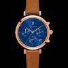 Montre Femme LUTECIA Cadran Bleu Bracelet Cuir Brun