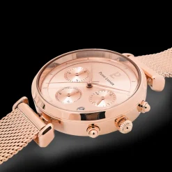 Montre Femme LUTECIA Cadran Doré rose Bracelet Acier milanais Doré-rose