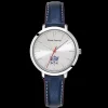 Montre Femme ÉLYSÉE Cadran Argenté Bracelet Cuir  Bleu