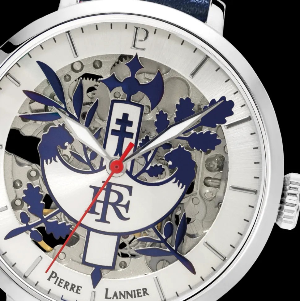 Montre Femme ÉLYSÉE Cadran Argenté Bracelet Cuir Bleu