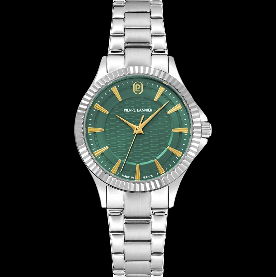 Montre Femme METROPOLITAIN Argenté Cadran Vert Bracelet Acier Argenté 16 MM