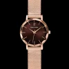 Montre Femme MULTIPLES Doré-rose Cadran Chocolat Bracelet Acier milanais Doré-rose 14 MM