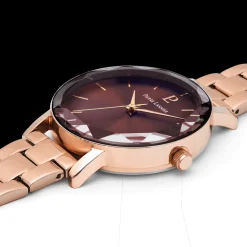 Montre Femme MULTIPLES Doré-rose Cadran Chocolat Bracelet Acier Doré-rose 14 MM