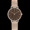 Montre Femme NATURE Cadran Brun Bracelet Acier milanais Doré rose