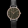 Montre Femme NATURE Cadran Noir Bracelet Cuir Noir