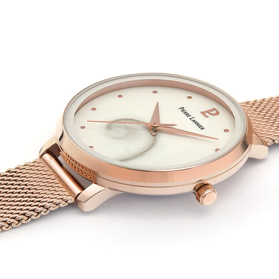 Montre Femme OCEAN Cadran Blanc Bracelet Acier Milanais Doré-rose