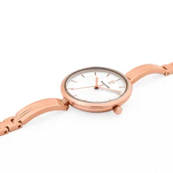 Montre Femme PRETTY Cadran Blanc Bracelet Acier Doré-rose