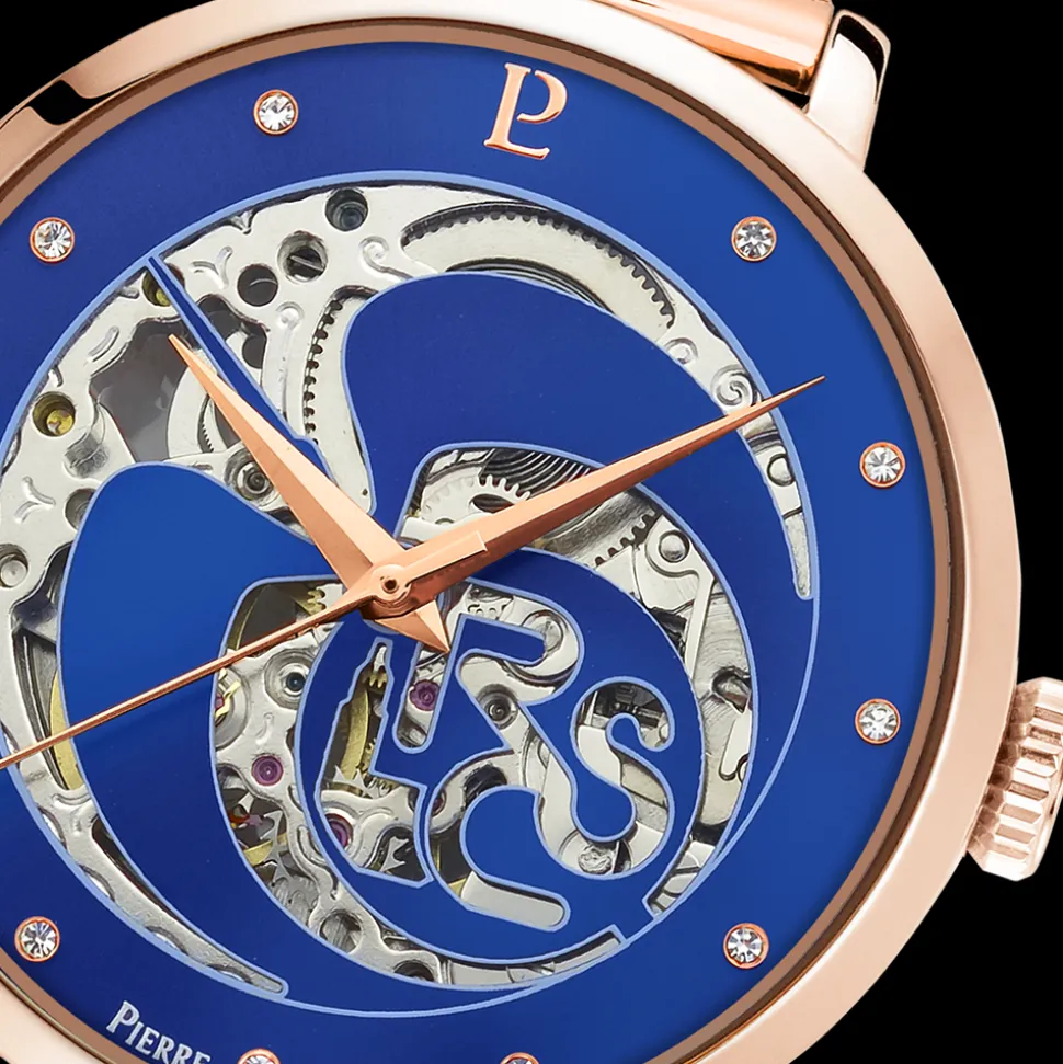 Montre Femme RCS Cadran Bleu Bracelet Acier Milanais Doré- rose