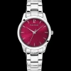 Montre Femme ROXANE Cadran Framboise Bracelet Acier Argenté