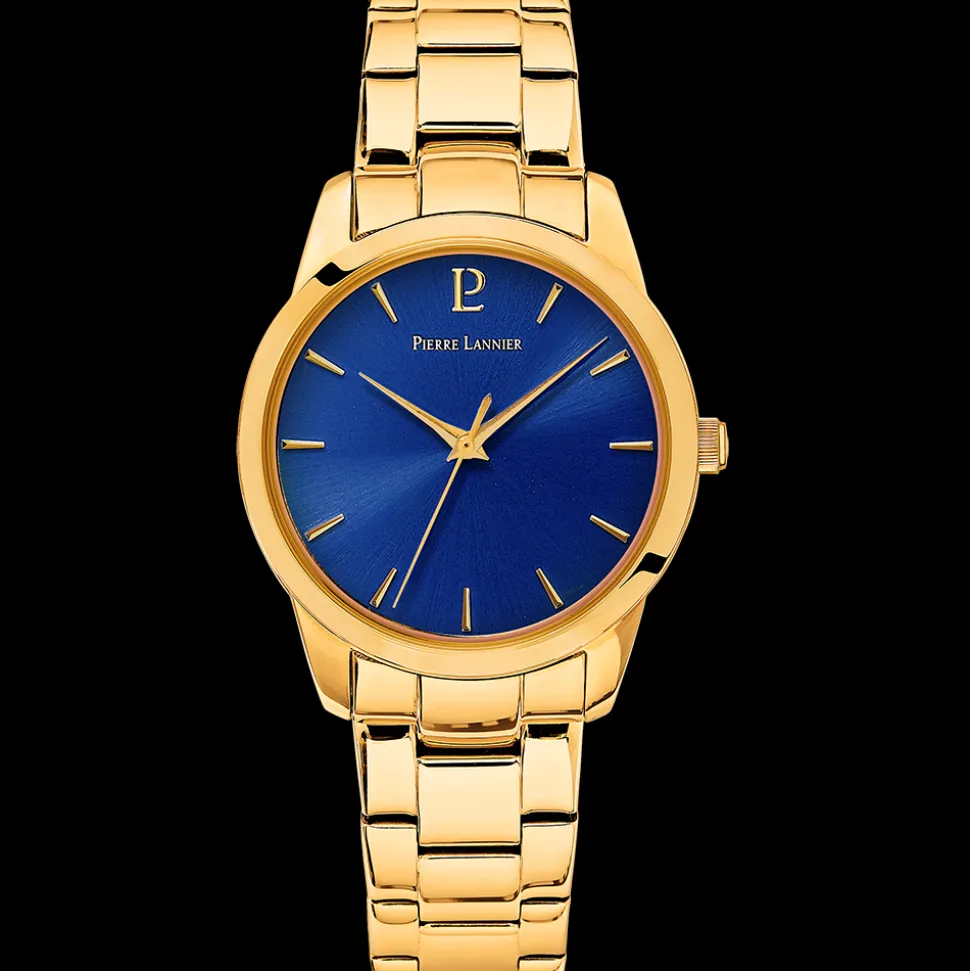 Montre Femme ROXANE Cadran Bleu Bracelet Acier Doré