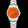 Montre Femme ROXANE Cadran Orange Bracelet Acier Argenté