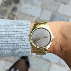 Montre Femme ROXANE Cadran Gris Bracelet Acier  Doré