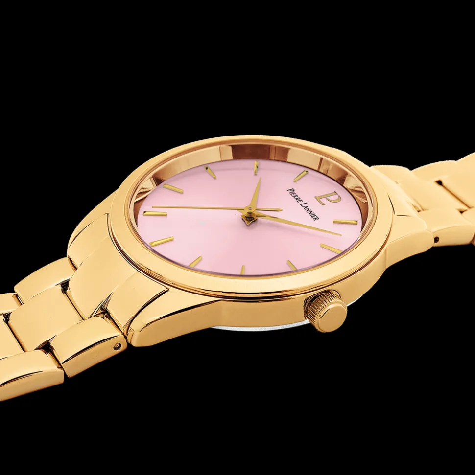 Montre Femme ROXANE Cadran Rose Bracelet Acier Doré