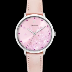 Montre Femme TALLIA Argenté Cadran Rose Bracelet Cuir Rose 16 MM