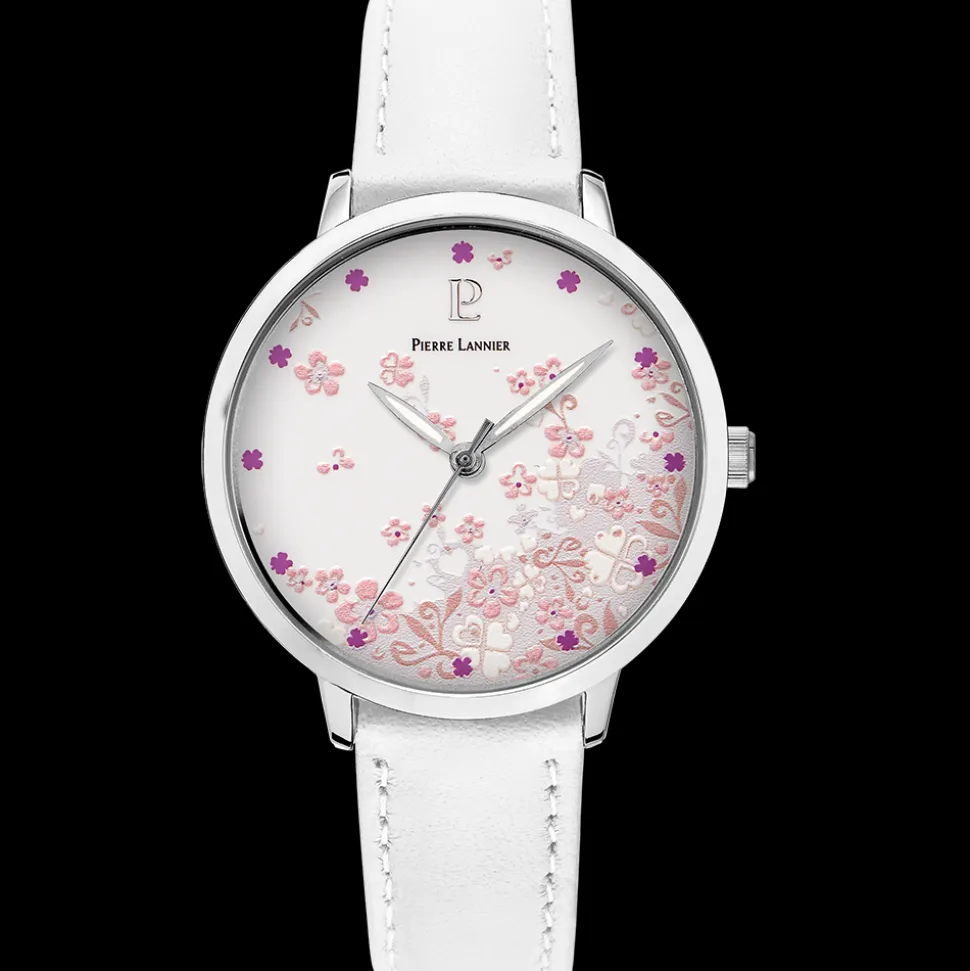 Montre Femme TALLIA Cadran Blanc Bracelet Cuir Blanc