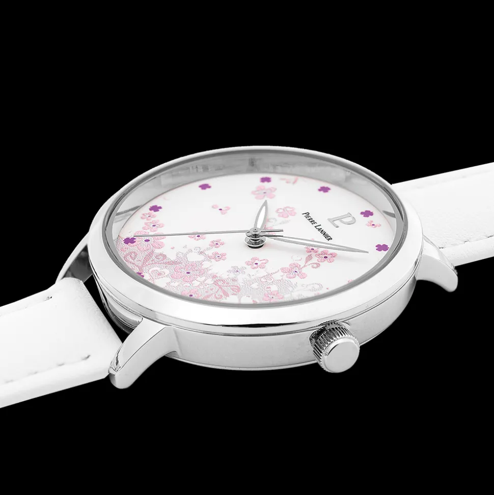Montre Femme TALLIA Cadran Blanc Bracelet Cuir Blanc
