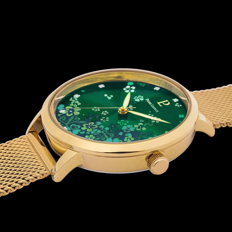 Montre Femme TALLIA Doré Cadran Vert Bracelet Acier milanais Doré 16 MM