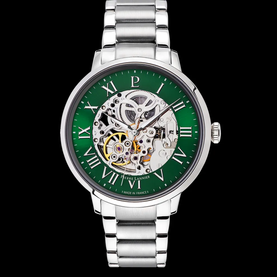 Montre Homme AUTOMATIC Argenté Cadran Vert Bracelet Acier Argenté 20 MM