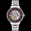 Montre Homme AUTOMATIC Argenté Cadran Bordeaux Bracelet Acier Argenté 20 MM