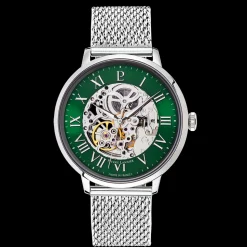 Montre Homme AUTOMATIC Argenté Cadran Vert Bracelet Acier milanais Argenté 20 MM