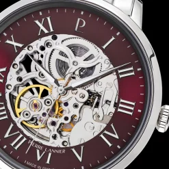 Montre Homme AUTOMATIC Argenté Cadran Bordeaux Bracelet Acier Argenté 20 MM