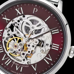 Montre Homme AUTOMATIC Argenté Cadran Bordeaux Bracelet Acier milanais Argenté 20 MM