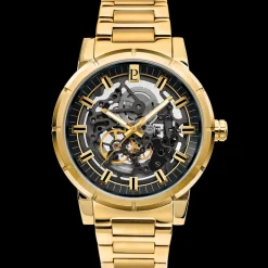 Montre Homme AUTOMATIC Cadran Noir Bracelet Acier Doré
