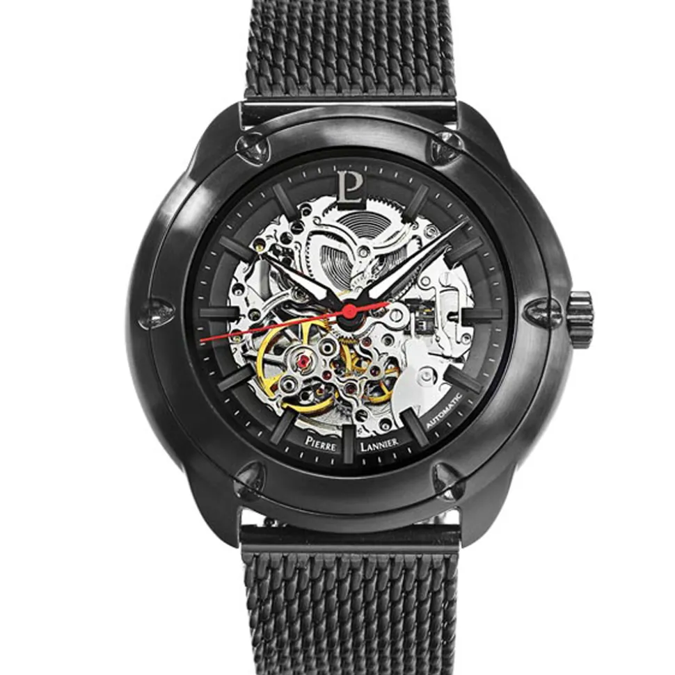 Montre Homme AUTOMATIC Cadran Gris Bracelet Acier milanais Noir