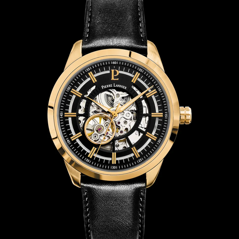 Montre Homme AUTOMATIC Cadran Noir Bracelet Cuir Noir