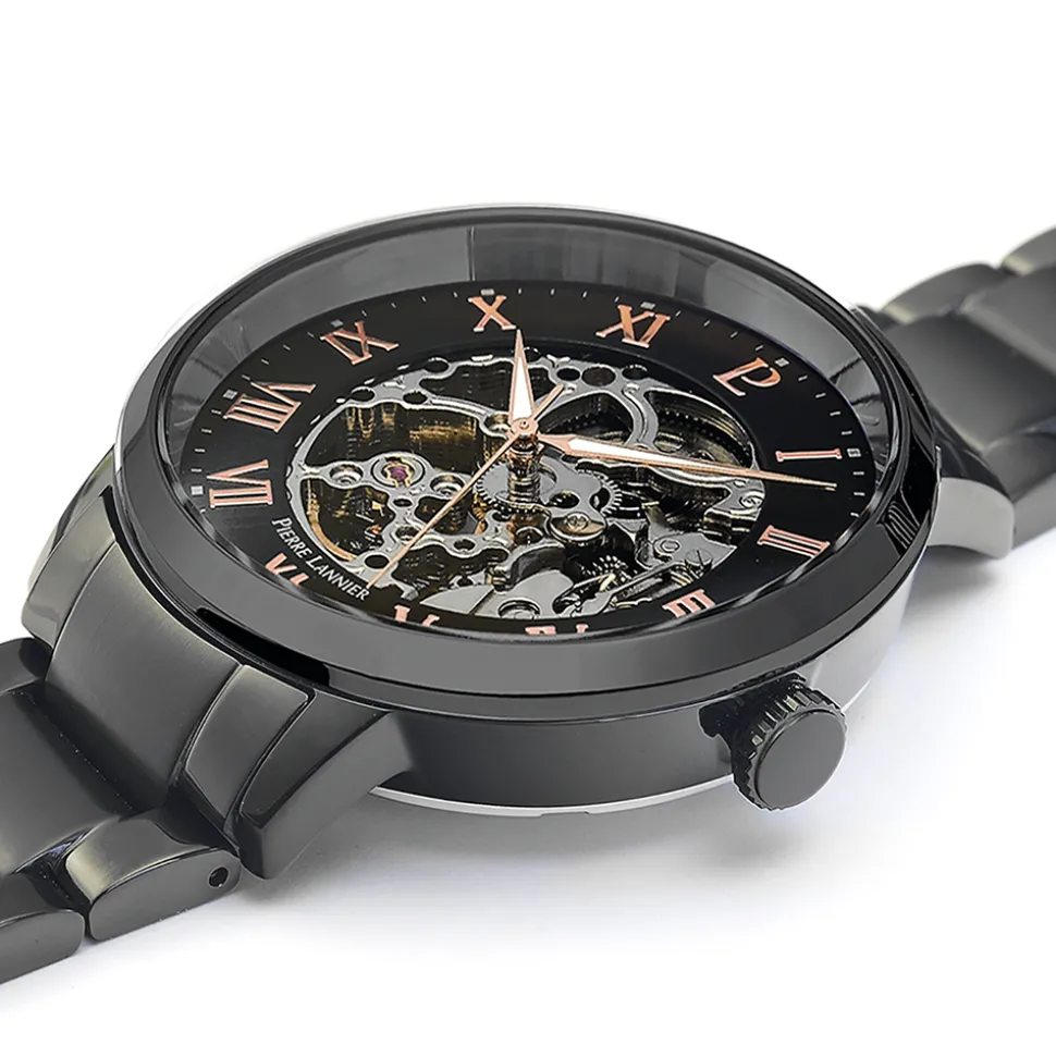 Montre Homme AUTOMATIC Cadran Noir Bracelet Acier Noir