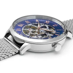 Montre Homme AUTOMATIC Cadran Bleu Bracelet Acier milanais Argenté