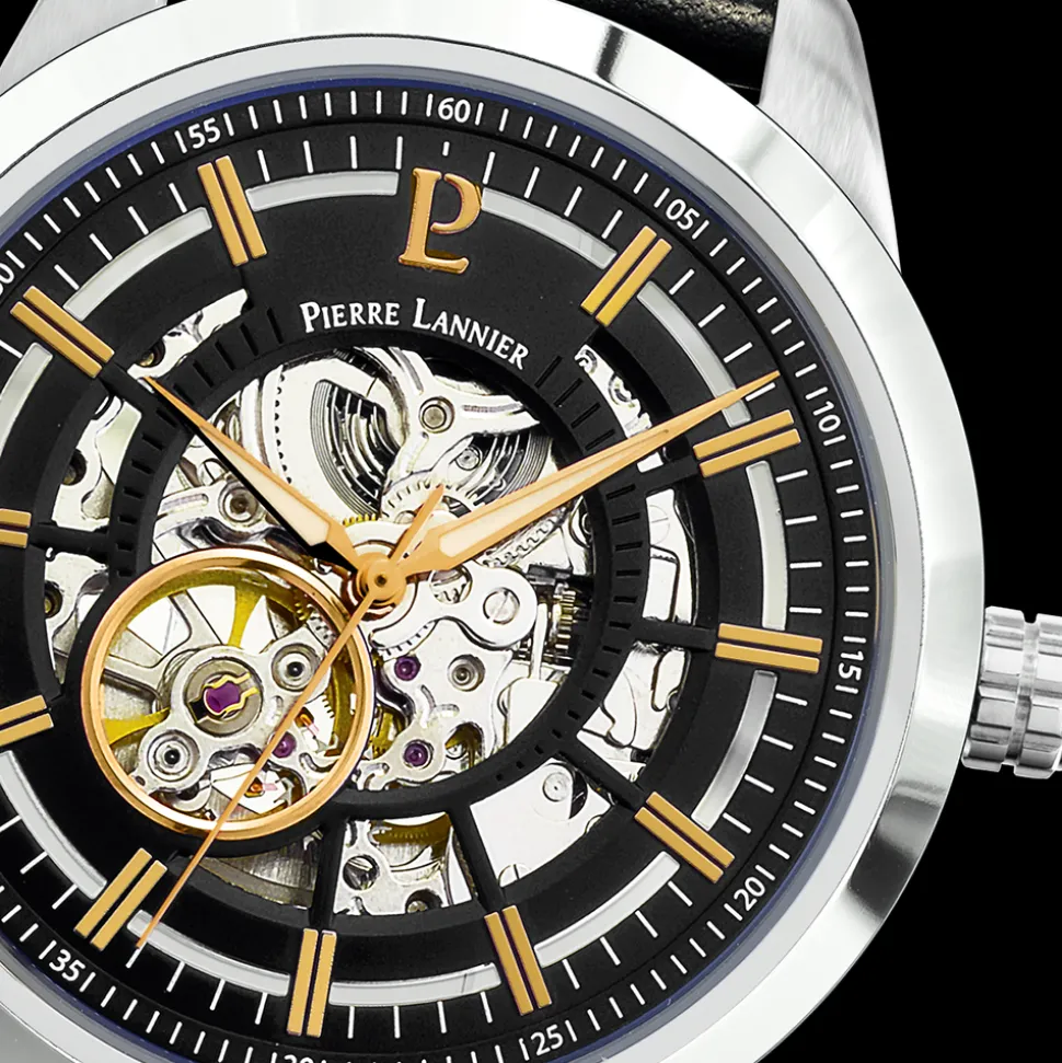 Montre Homme AUTOMATIC Cadran Noir Bracelet Cuir Noir