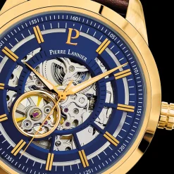 Montre Homme AUTOMATIC Cadran Bleu Bracelet Cuir Brun