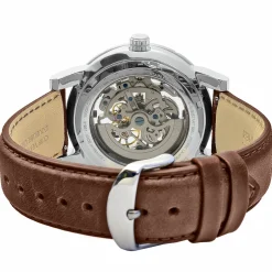 Montre Homme AUTOMATIC Cadran Bleu Bracelet Cuir Brun