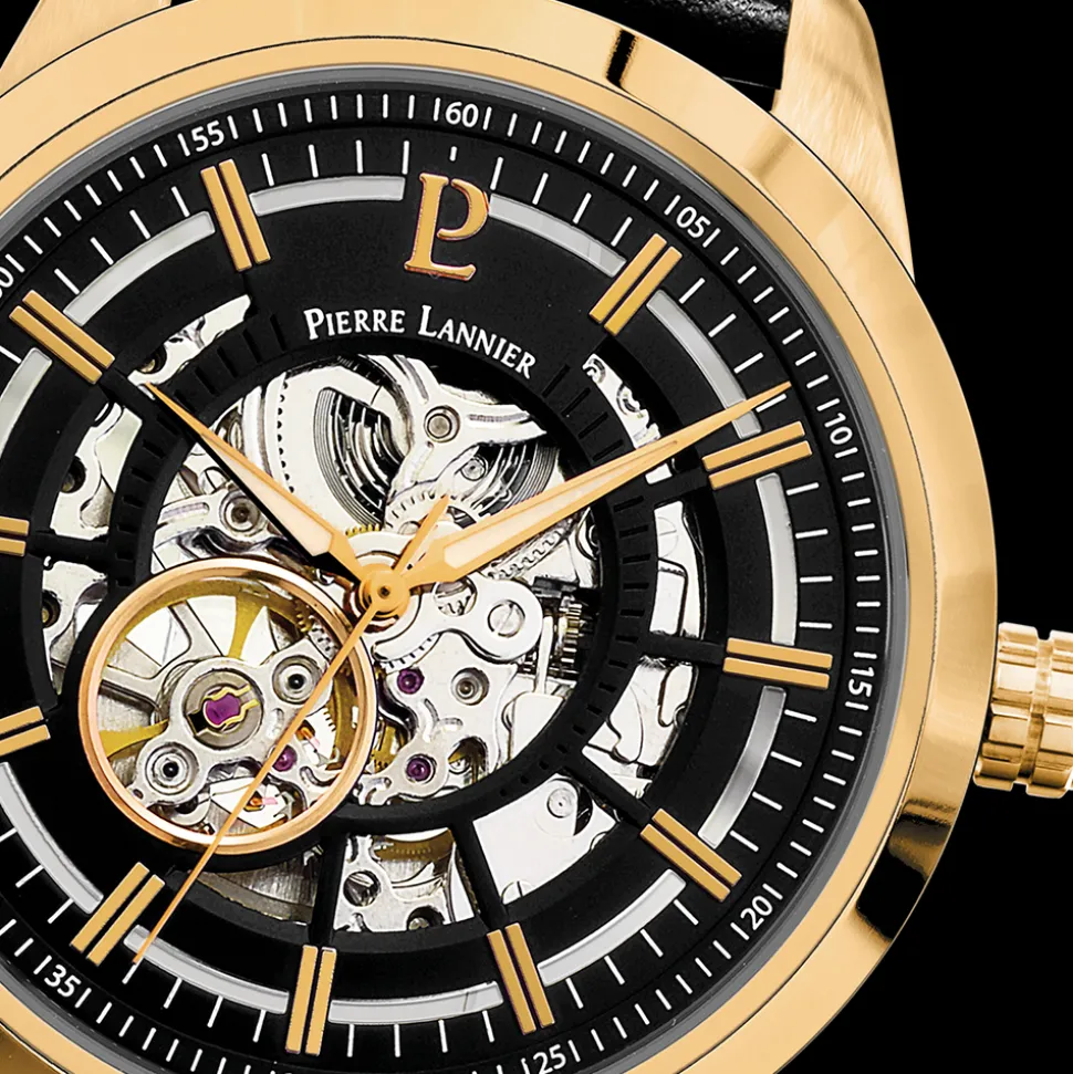 Montre Homme AUTOMATIC Cadran Noir Bracelet Cuir Noir