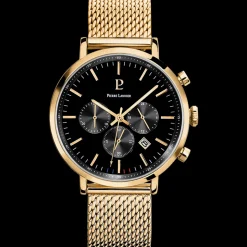 Montre Homme BARON Cadran Noir Bracelet Acier milanais Doré