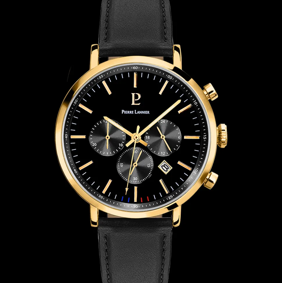 Montre Homme BARON Cadran Noir Bracelet Cuir Noir