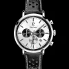 Montre Homme BARON Cadran Argenté Bracelet Cuir Perforé Noir