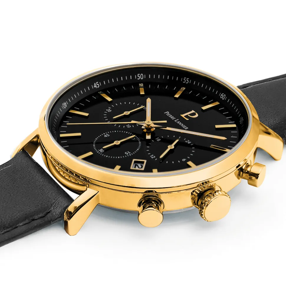 Montre Homme BARON Cadran Noir Bracelet Cuir Noir