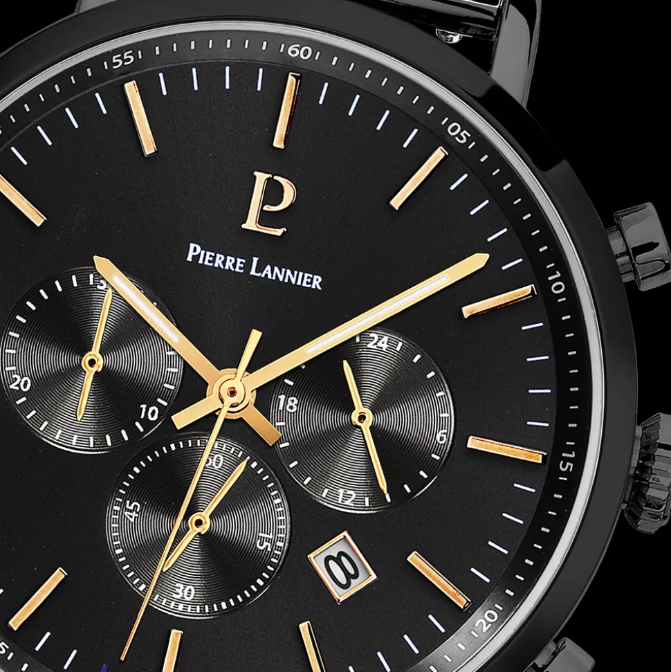 Montre Homme BARON Cadran Noir Bracelet Acier Milanais Noir